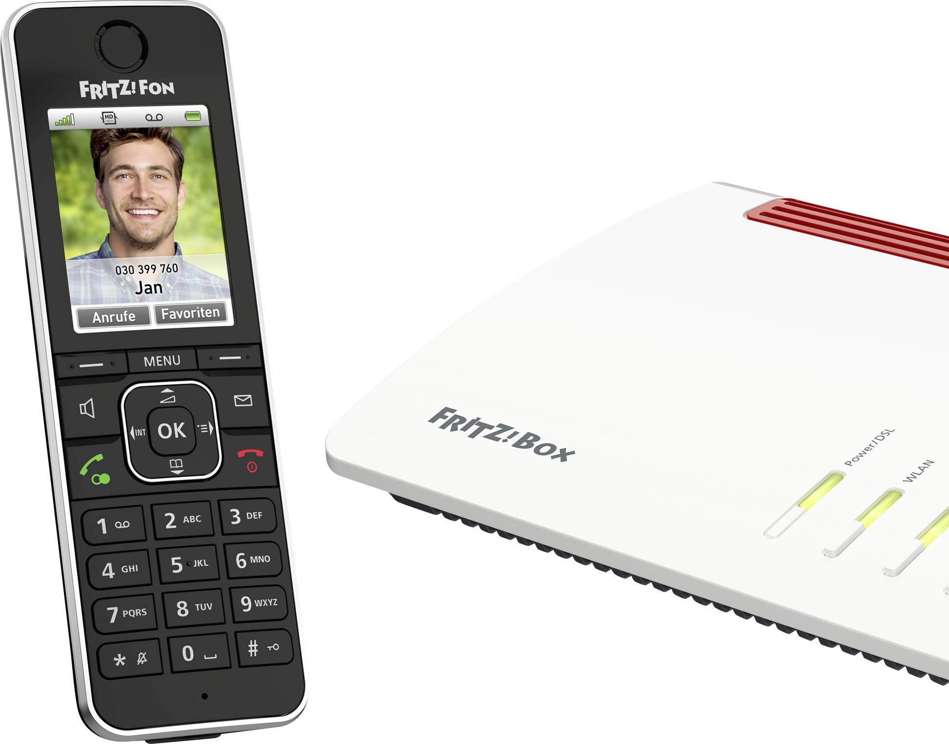 Fritz! Schnurloses Telefon VoIP FRITZ!FON C6 Black Edition Anrufbeantworter, Babyphone, Freisprechen, PIN Code LC-Display Schwarz