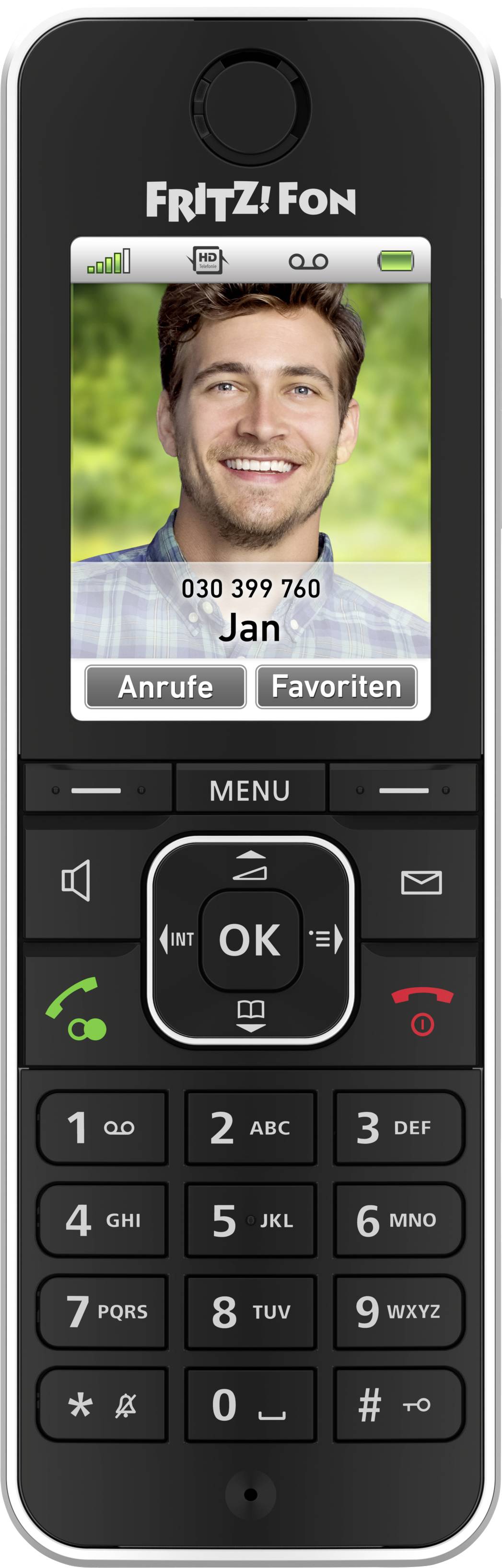 Fritz! FRITZ!FON C6 Black Edition Schnurloses Telefon VoIP Anrufbeantworter, Babyphone, Freisprechen, PIN Code LC-Display Schwarz