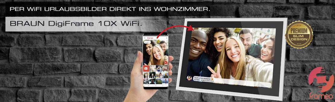Braun Phototechnik DigiFrame 10X WiFi Digitaler Bilderrahmen 25.7 cm 10.1 Zoll EEK: C (A - G) 1920 x 1200 Pixel 16 GB Schwarz