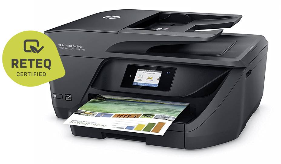HP Officejet 6960 Farb Tintenstrahl Multifunktionsdrucker (generalüberholt) (sehr gut) A4 Drucker, Scanner, Kopierer, Fax ADF