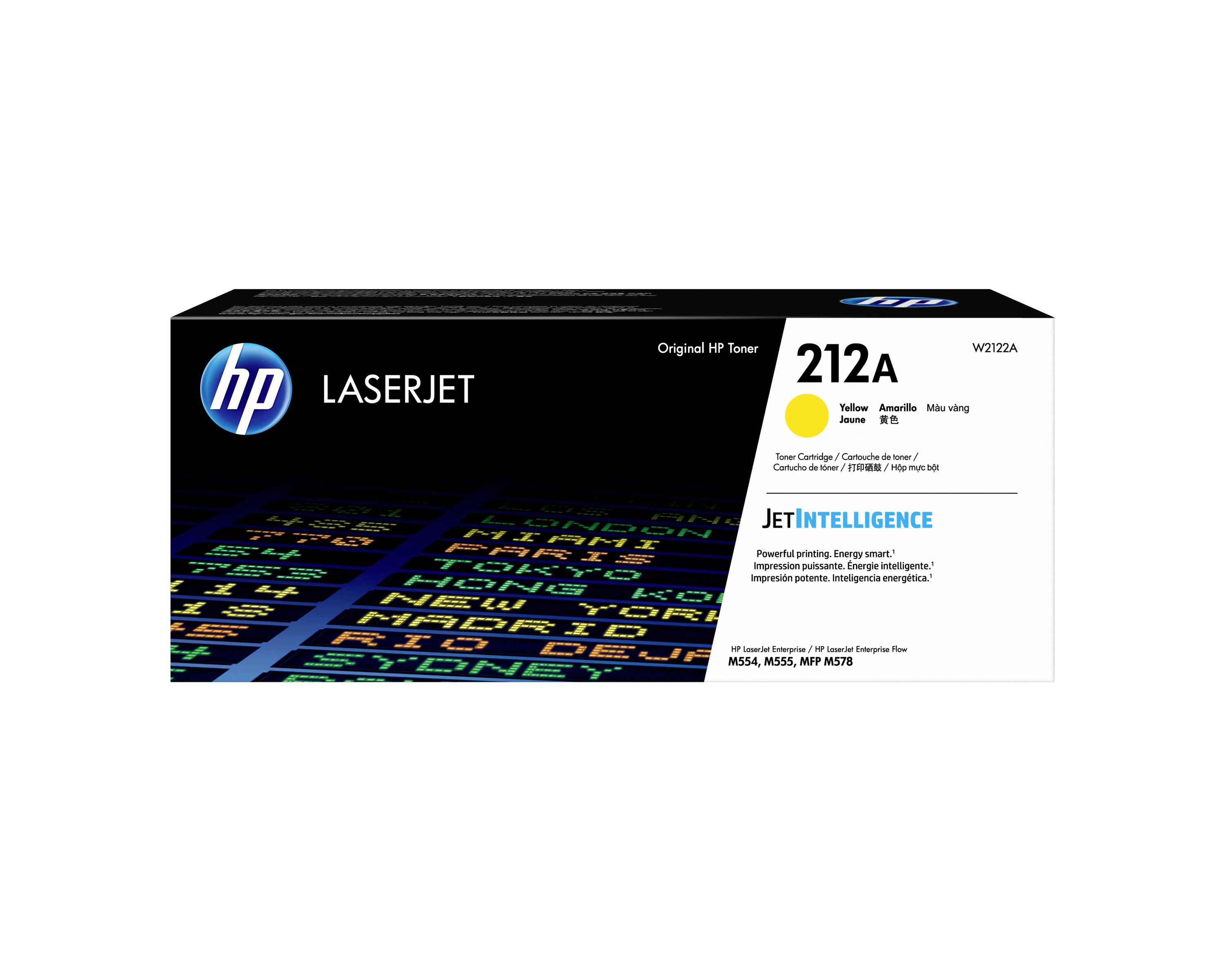 HP LaserJet 212A schwarze Tonerpatrone mit JetIntelligence-Branding und Farbindikatoretiketten.