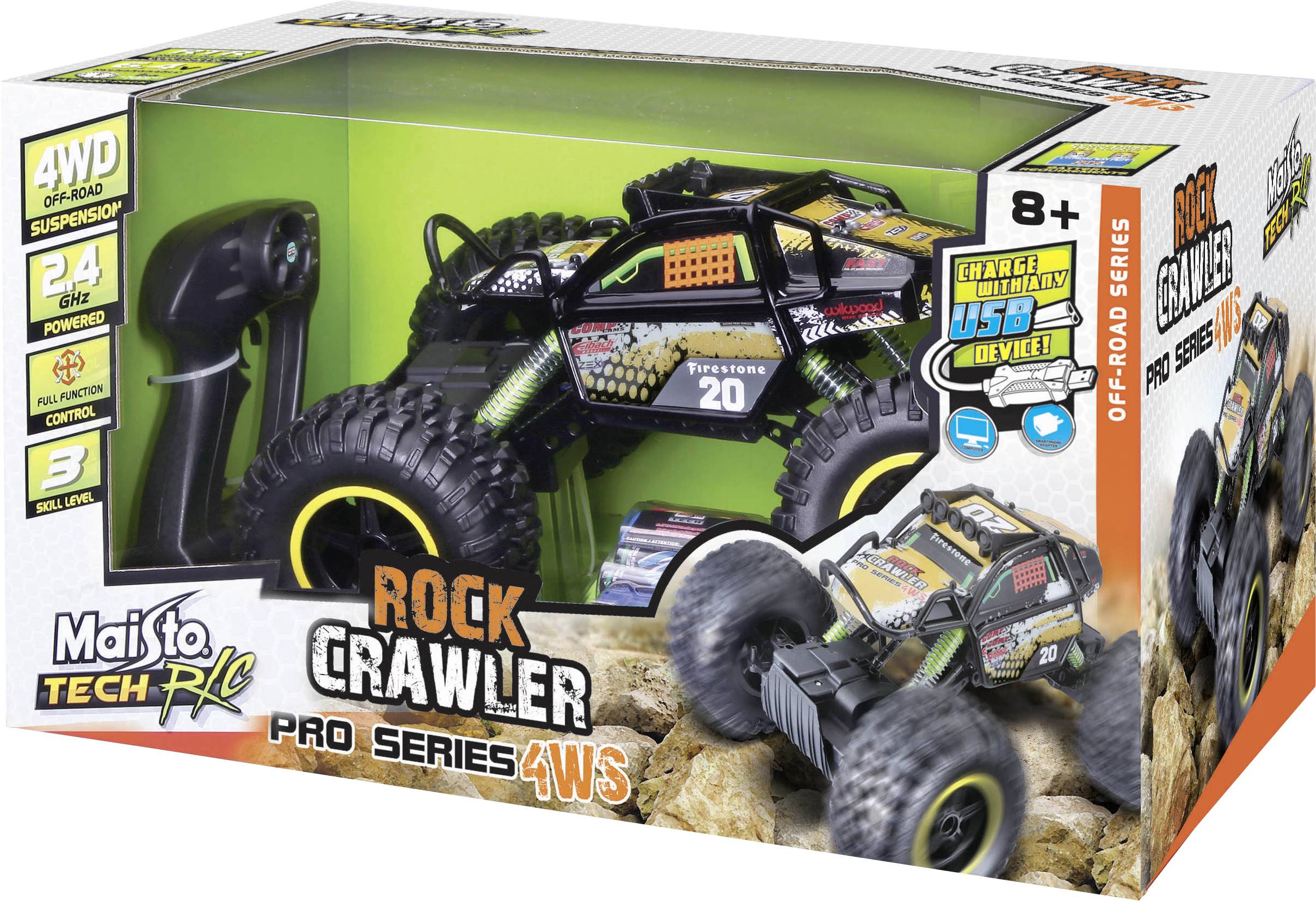MaistoTech 581334 Rock Crawler Pro RC Einsteiger Modellauto Geländewagen inkl. Akku und Ladekabel