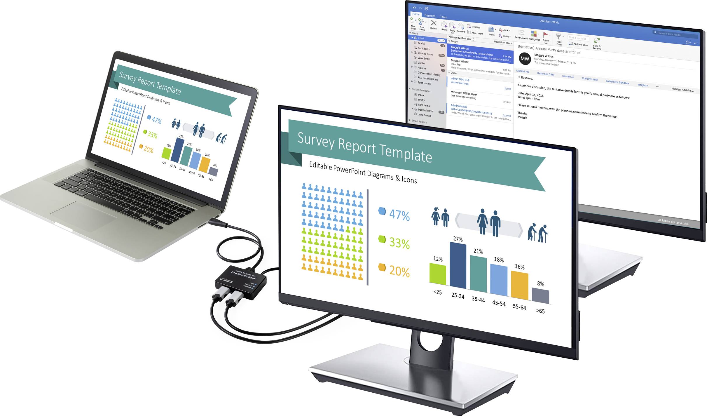 SpeaKa Professional SP-9443508 1+2 Port HDMI-Splitter Schwarz
