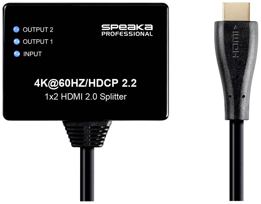 SpeaKa Professional SP-9443508 1+2 Port HDMI-Splitter Schwarz