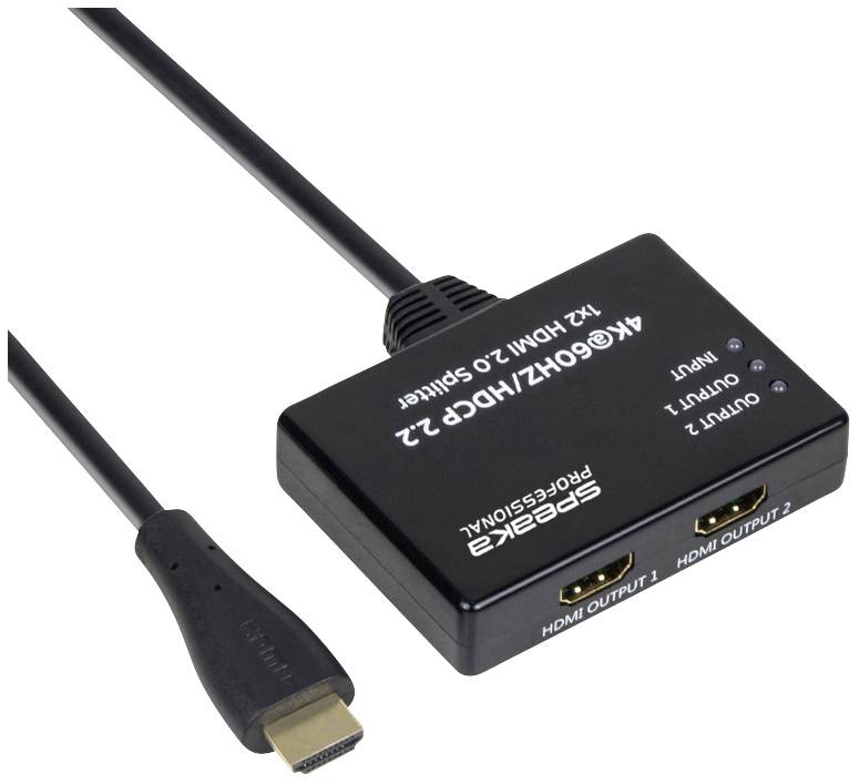SpeaKa Professional SP-9443508 1+2 Port HDMI-Splitter Schwarz
