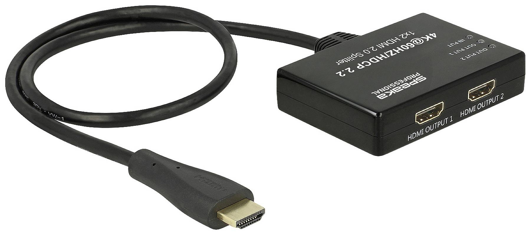 SpeaKa Professional SP-9443508 1+2 Port HDMI-Splitter Schwarz