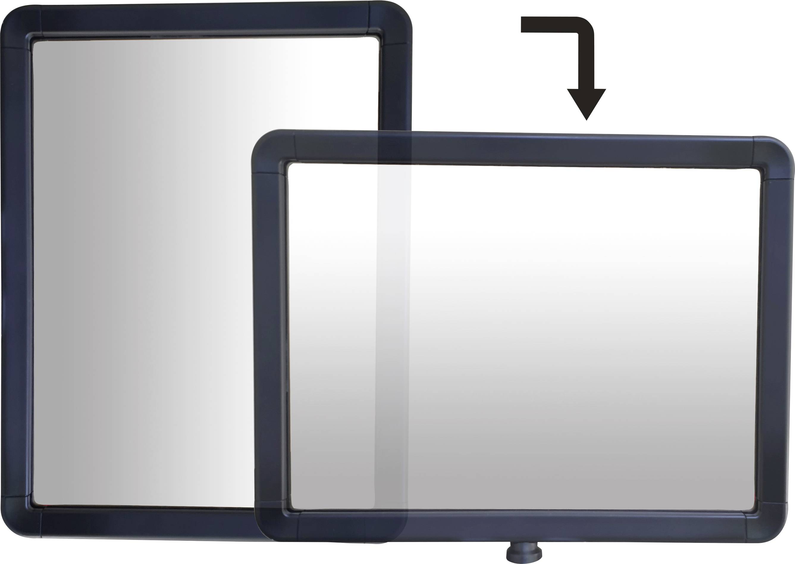 Bild zeigt zwei Monitore; einer im Hochformat, der andere im Querformat. Ein Pfeil deutet vom Hoch- zum Querformat.