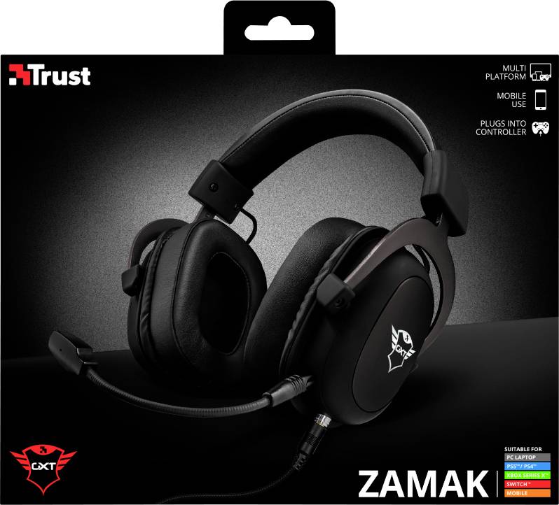 Trust GXT414 Zamak Premium Gaming Over Ear Headset kabelgebunden Stereo Schwarz Mikrofon-Rauschunterdrückung Lautstärkeregelung