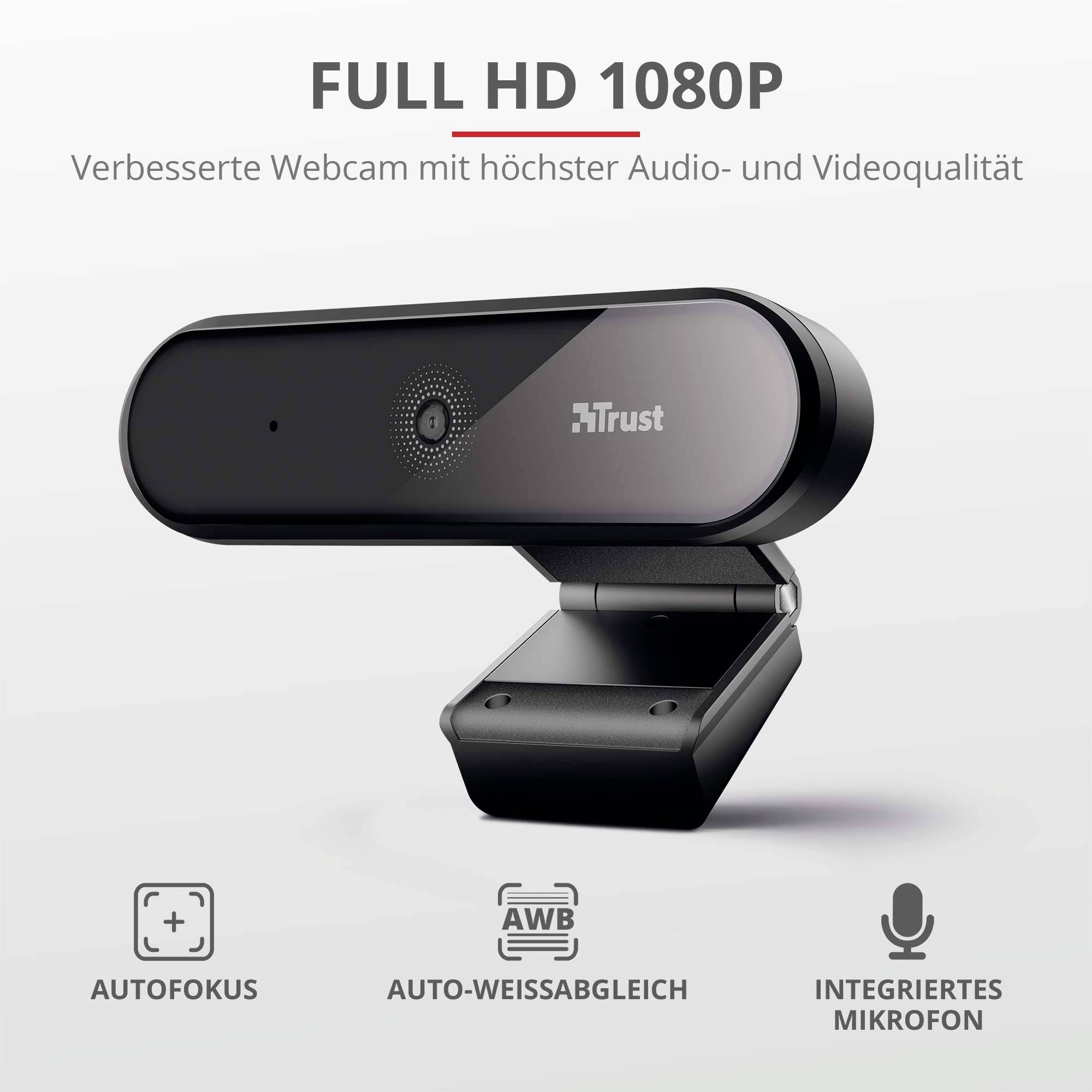 Trust Tyro Full HD-Webcam 1920 x 1080 Pixel Standfuß