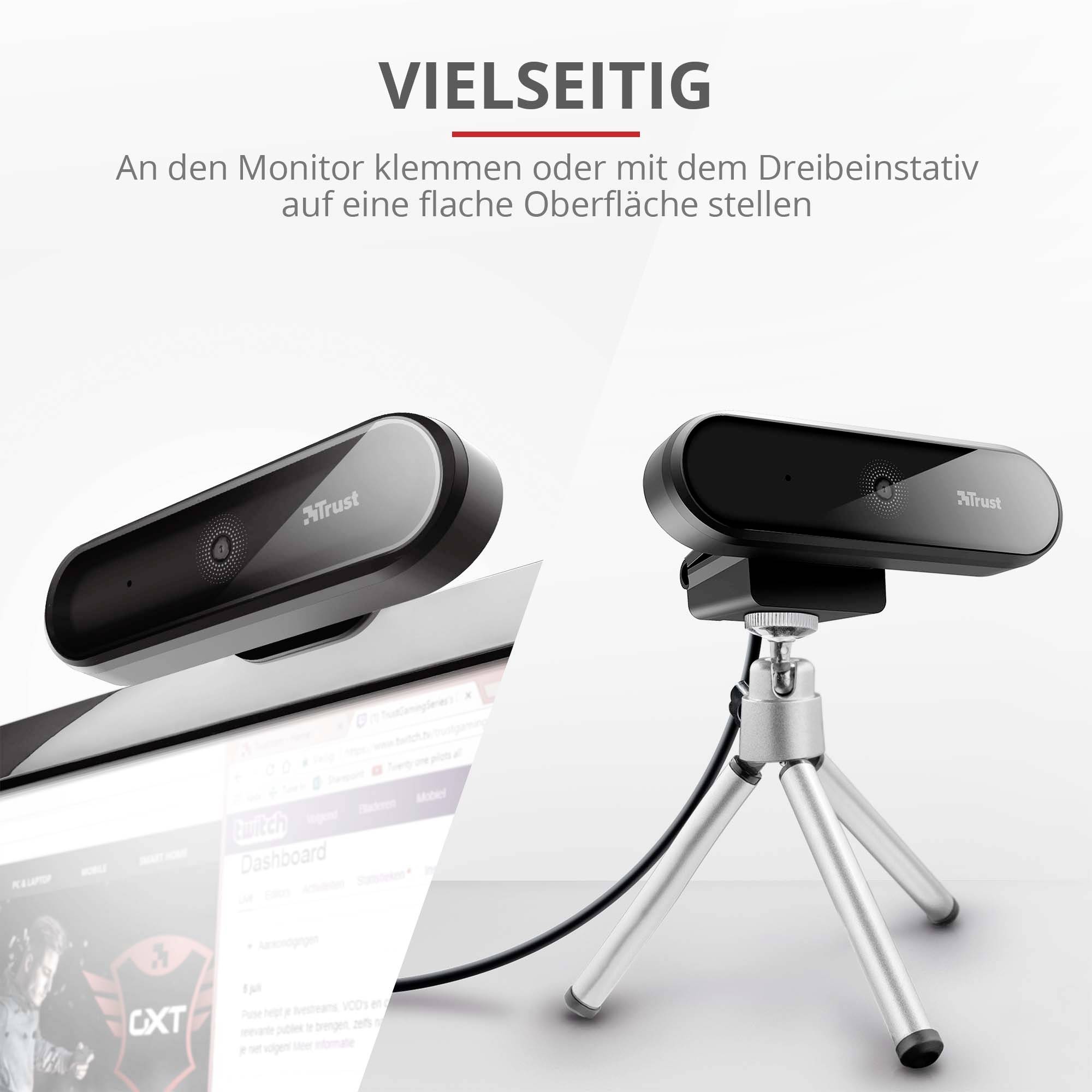 Trust Tyro Full HD-Webcam 1920 x 1080 Pixel Standfuß
