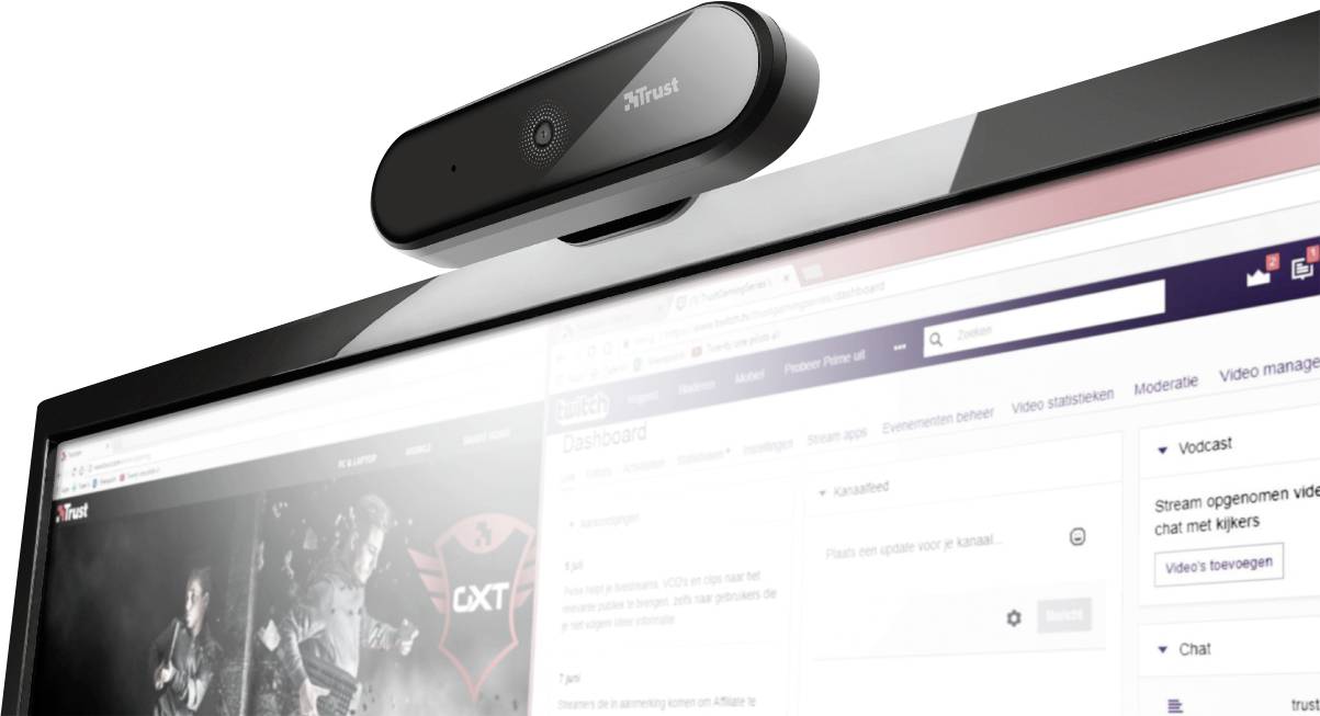 Trust Tyro Full HD-Webcam 1920 x 1080 Pixel Standfuß