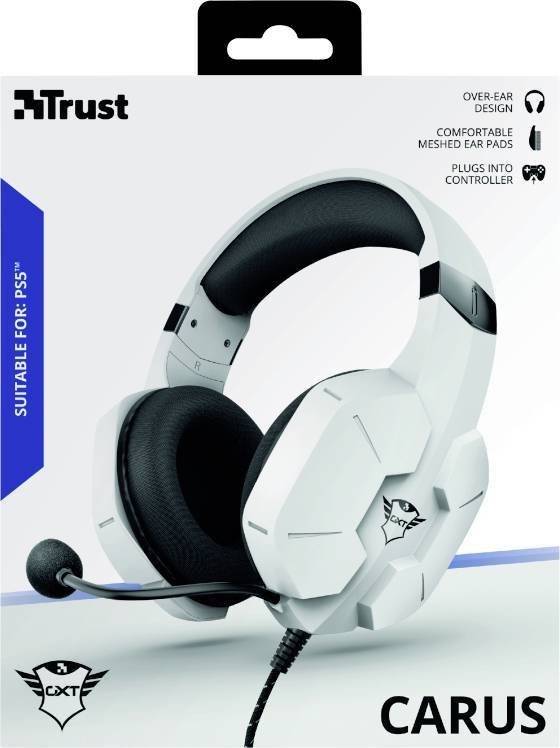 Trust GXT323W Carus Gaming Over Ear Headset kabelgebunden Stereo Weiß Lautstärkeregelung, Mikrofon-Stummschaltung