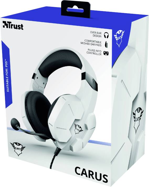 Trust GXT323W Carus Gaming Over Ear Headset kabelgebunden Stereo Weiß Lautstärkeregelung, Mikrofon-Stummschaltung