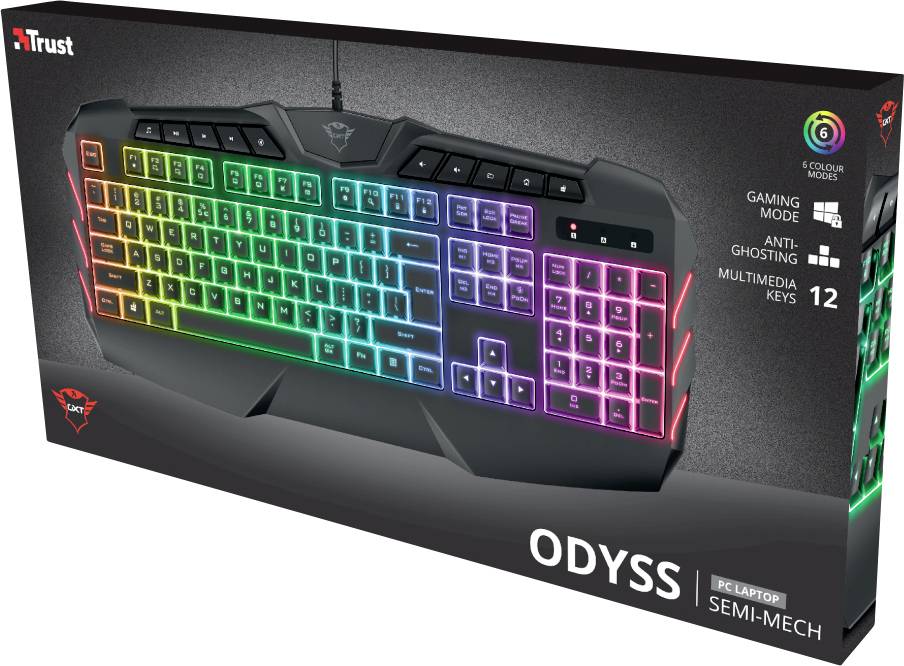 Trust GXT881 Odyss Kabelgebunden Gaming-Tastatur Deutsch, QWERTZ Schwarz