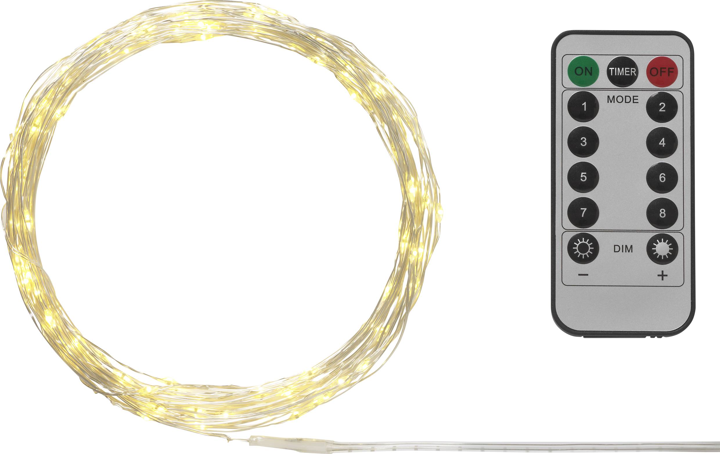 Sygonix SY-4722038 Mini-Lichterkette Innen/Außen batteriebetrieben Anzahl Leuchtmittel 50 LED Warmweiß Beleuchtete Länge: 4.9m