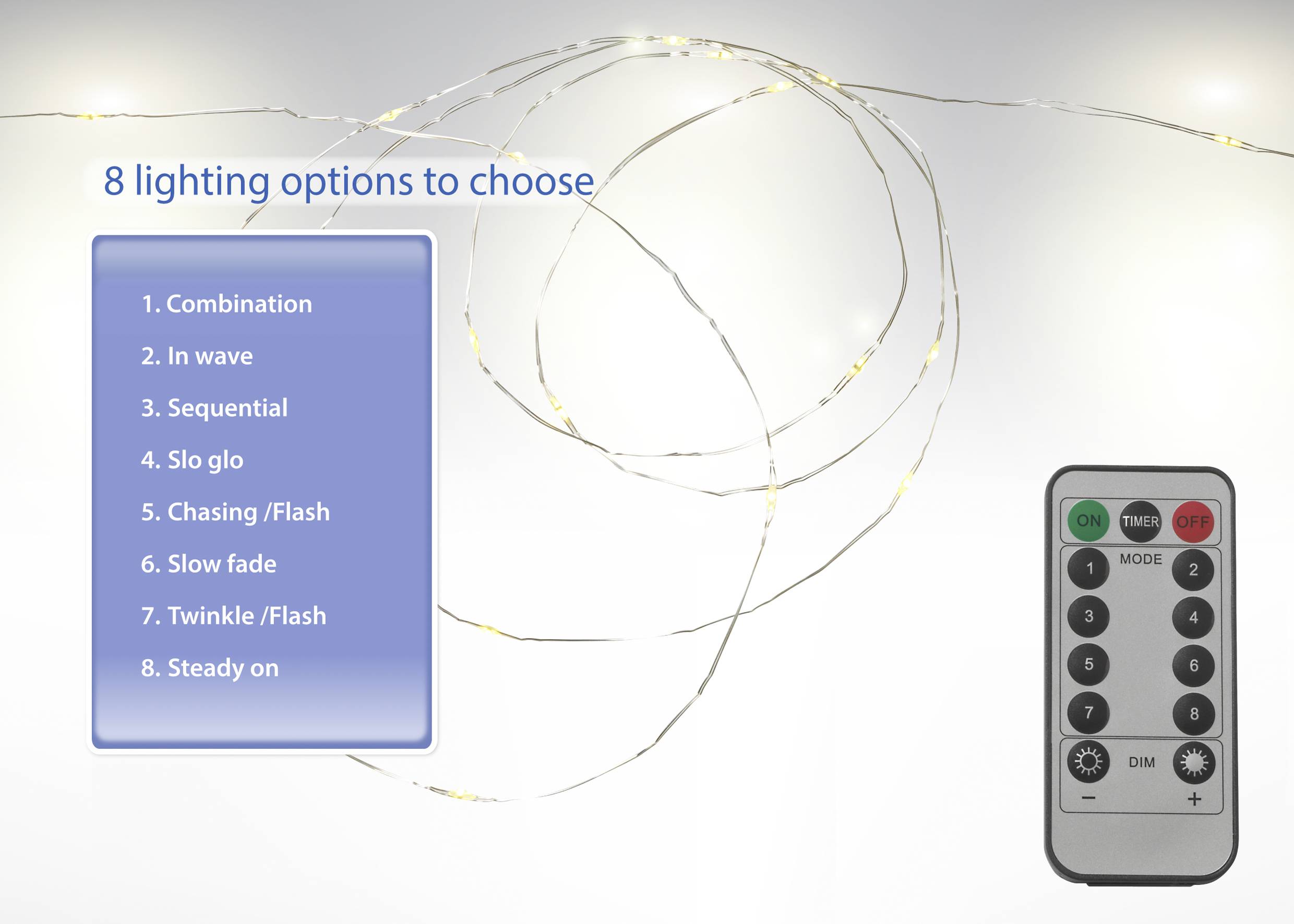 Sygonix SY-4722038 Mini-Lichterkette Innen/Außen batteriebetrieben Anzahl Leuchtmittel 50 LED Warmweiß Beleuchtete Länge: 4.9m