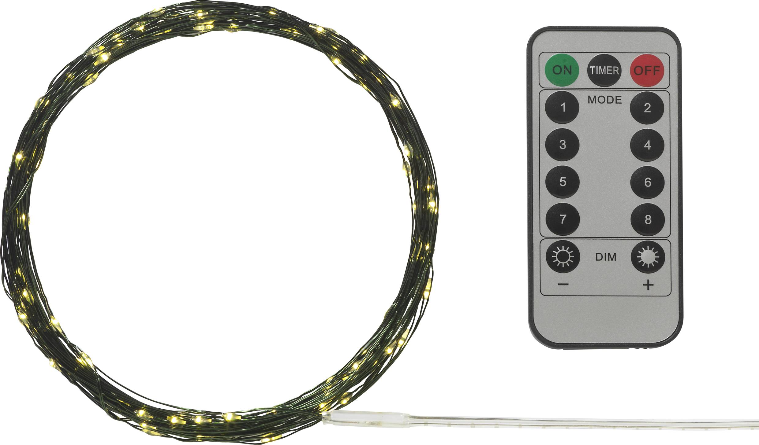 Sygonix SY-4722044 Mini-Lichterkette Innen/Außen batteriebetrieben Anzahl Leuchtmittel 100 LED Warmweiß Beleuchtete Länge: 10.4 m variabel einste