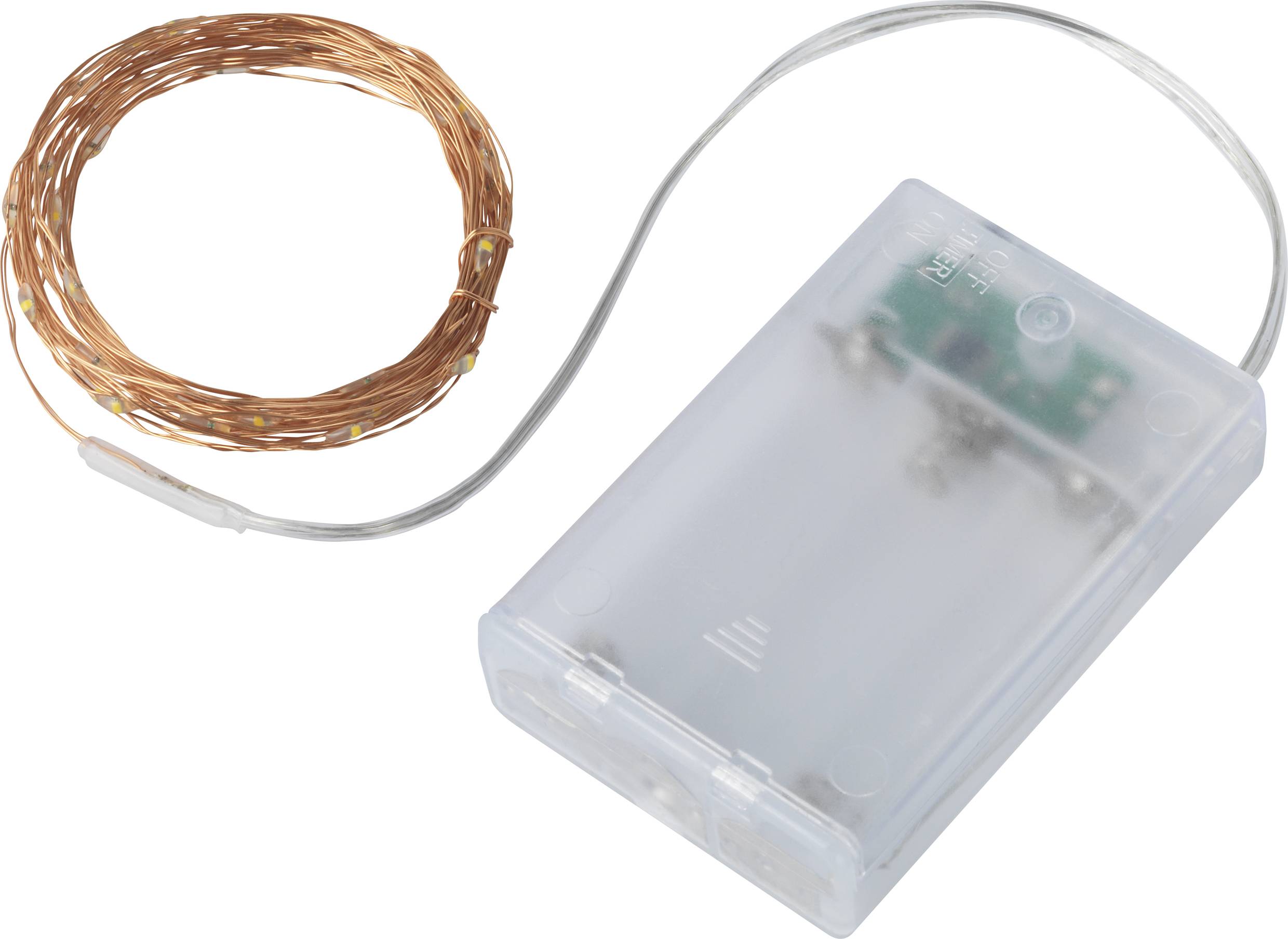 Sygonix SY-4722048 Mini-Lichterkette Innen batteriebetrieben Anzahl Leuchtmittel 40 LED Warmweiß Beleuchtete Länge: 4.3m Timer