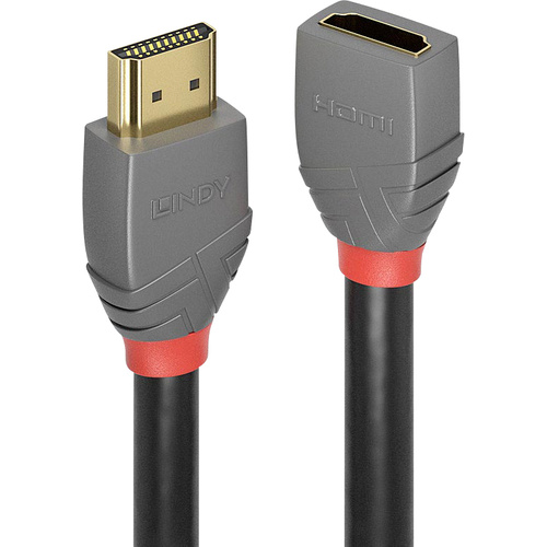LINDY HDMI Verlängerungskabel HDMI-A Stecker, HDMI-A Buchse 1.00 m Anthrazit, Schwarz, Rot 36476 ve