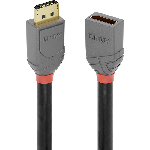 LINDY DisplayPort Verlängerungskabel DisplayPort Stecker, DisplayPort Buchse 0.50 m Anthrazit, Schw