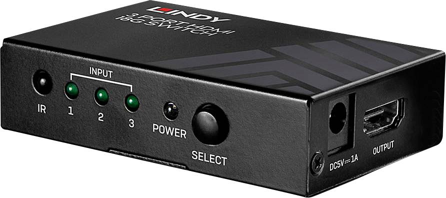 LINDY 3 Port HDMI 18G 3 Port HDMI-Switch 3840 x 2160 Pixel