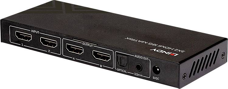 LINDY 2x2 HDMI 18G Matrix Switch 2+2 Port HDMI-Matrix-Switch 4096 x 2160 Pixel Schwarz