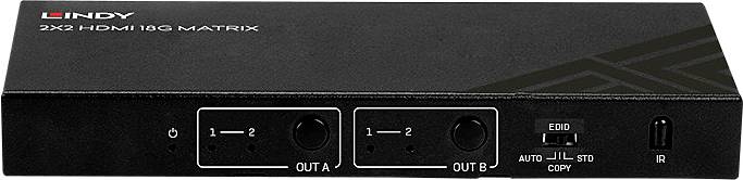 LINDY 2x2 HDMI 18G Matrix Switch 2+2 Port HDMI-Matrix-Switch 4096 x 2160 Pixel Schwarz