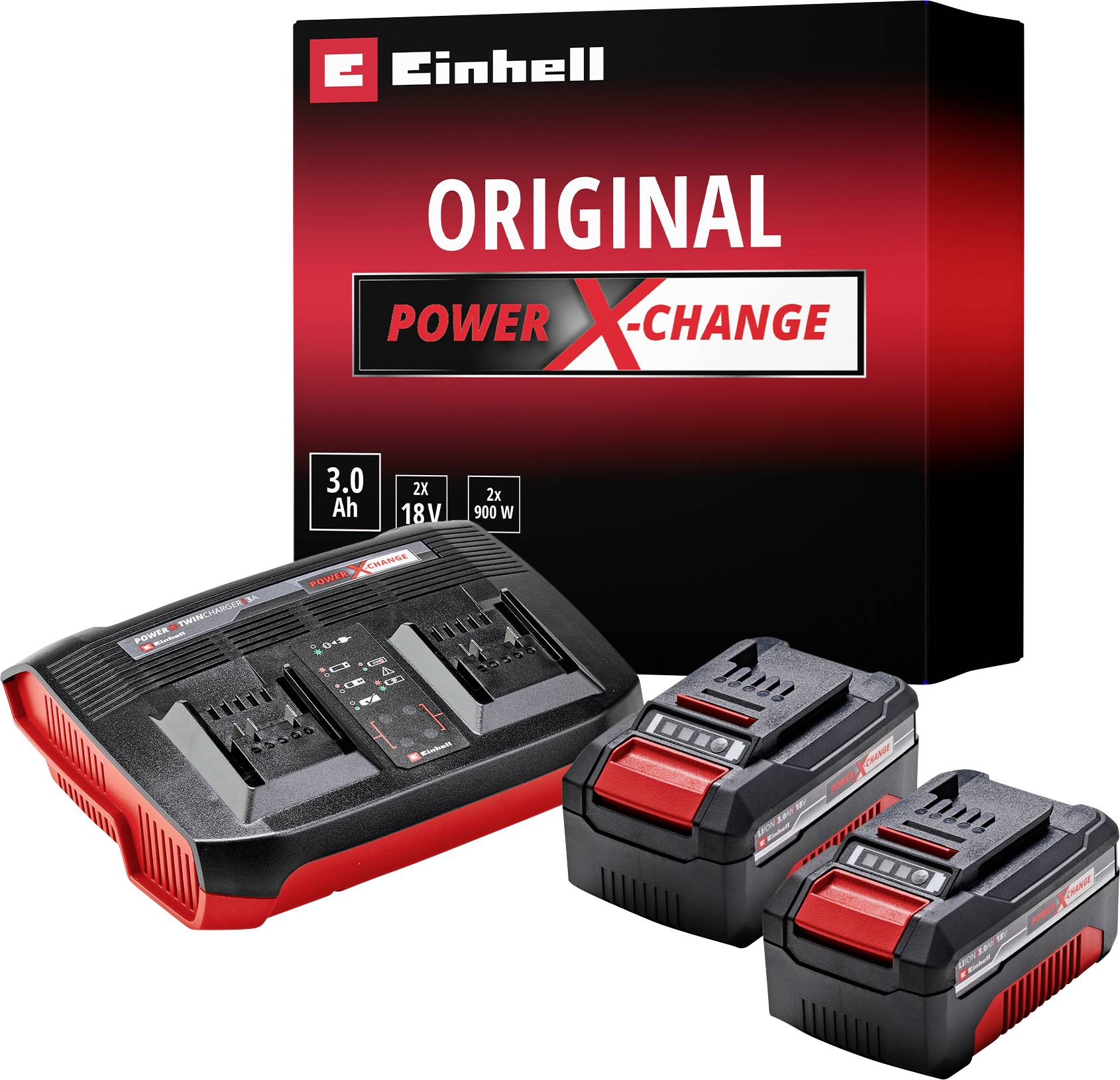 Einhell Power X-Change 2x 3Ah & Twincharger Kit 4512083 Werkzeug-Akku und Ladegerät 18V 3Ah Li-Ion