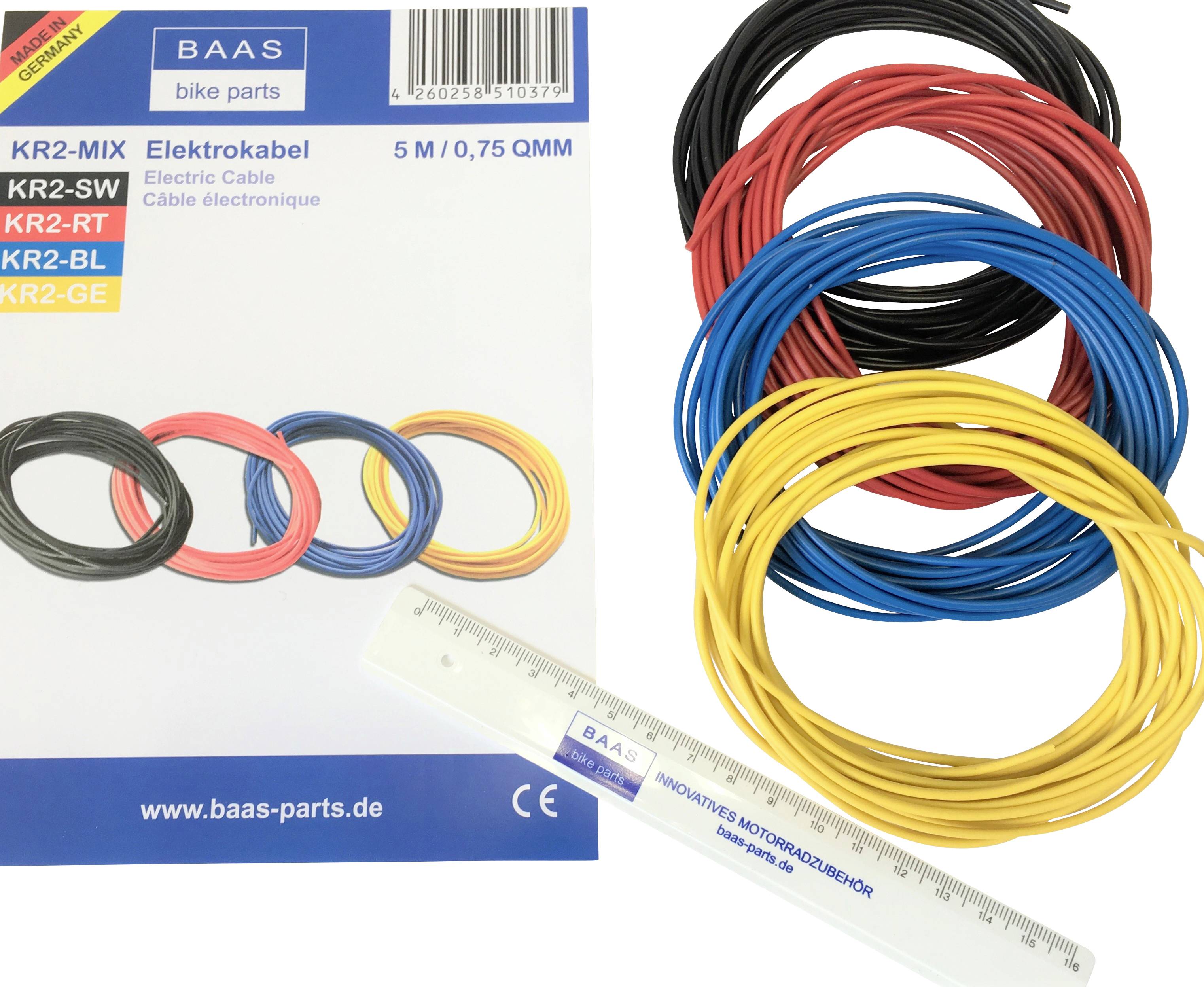 BAAS KR2-MIX Litze Schwarz, Rot, Blau, Gelb 1 Set