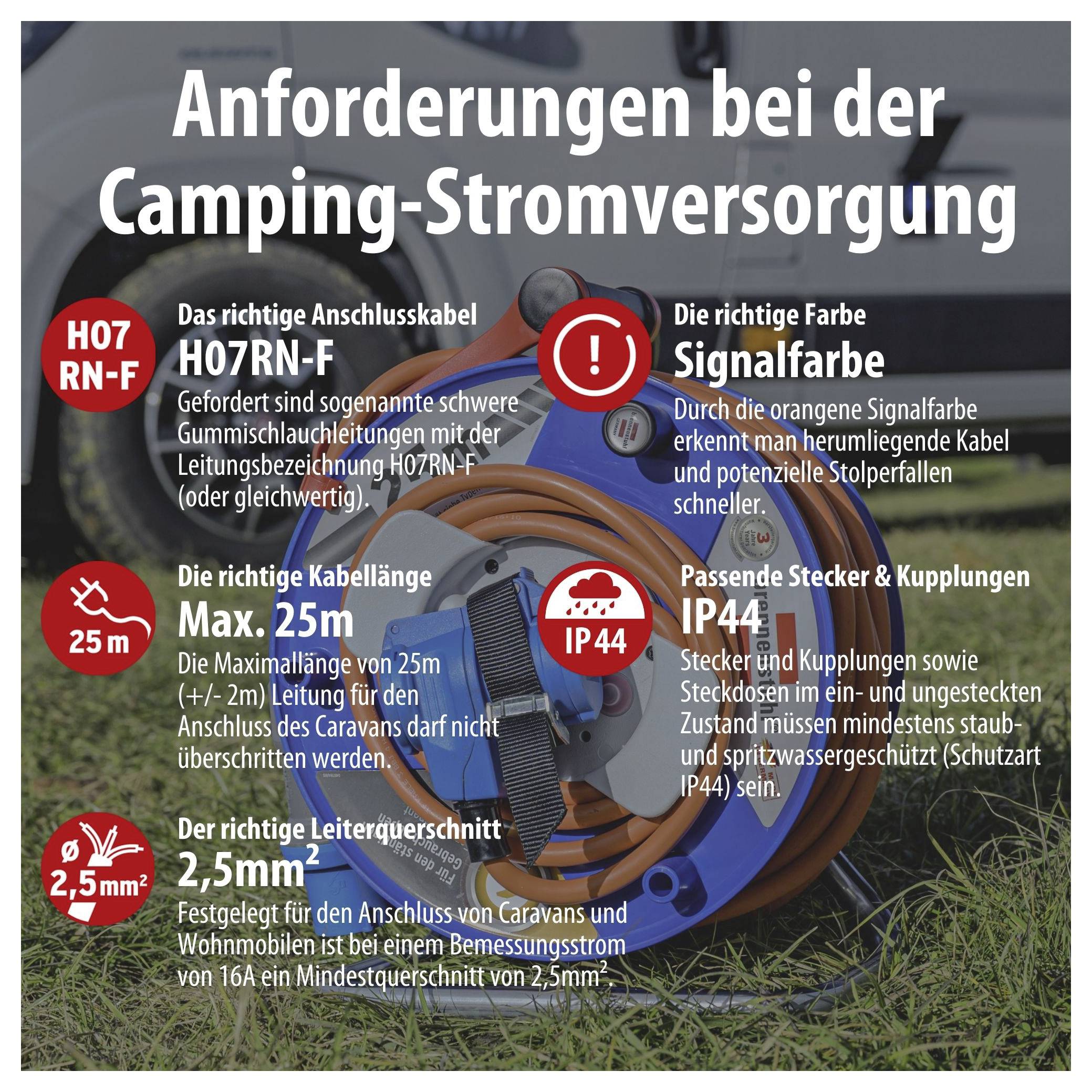 Brennenstuhl 1182470100 Camping-Kabeltrommel 25.00 m CEE-Stecker 16 A 3polig