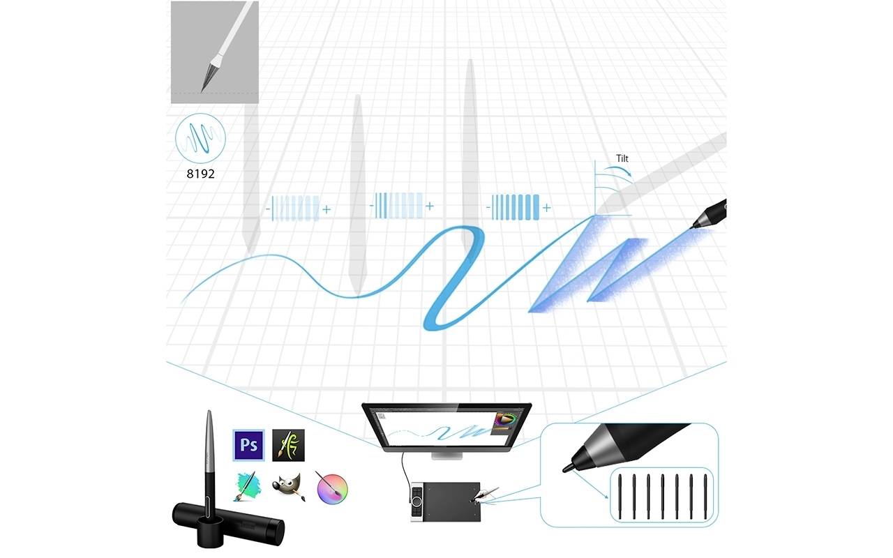 XP-PEN Deco Pro M Grafiktablett Schwarz, Silber