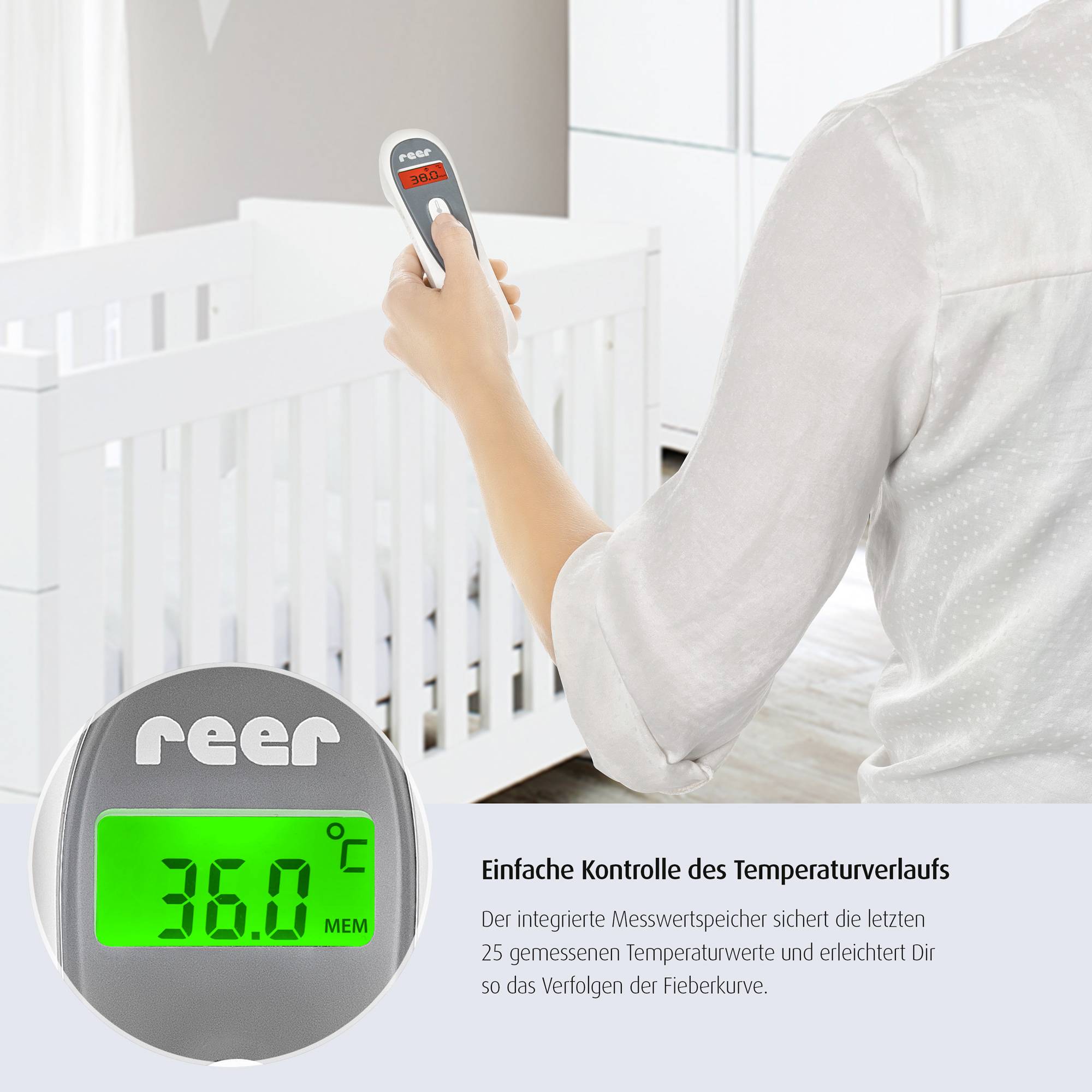 REER Colour SoftTemp Infrarot Fieberthermometer Berührungsloses messen