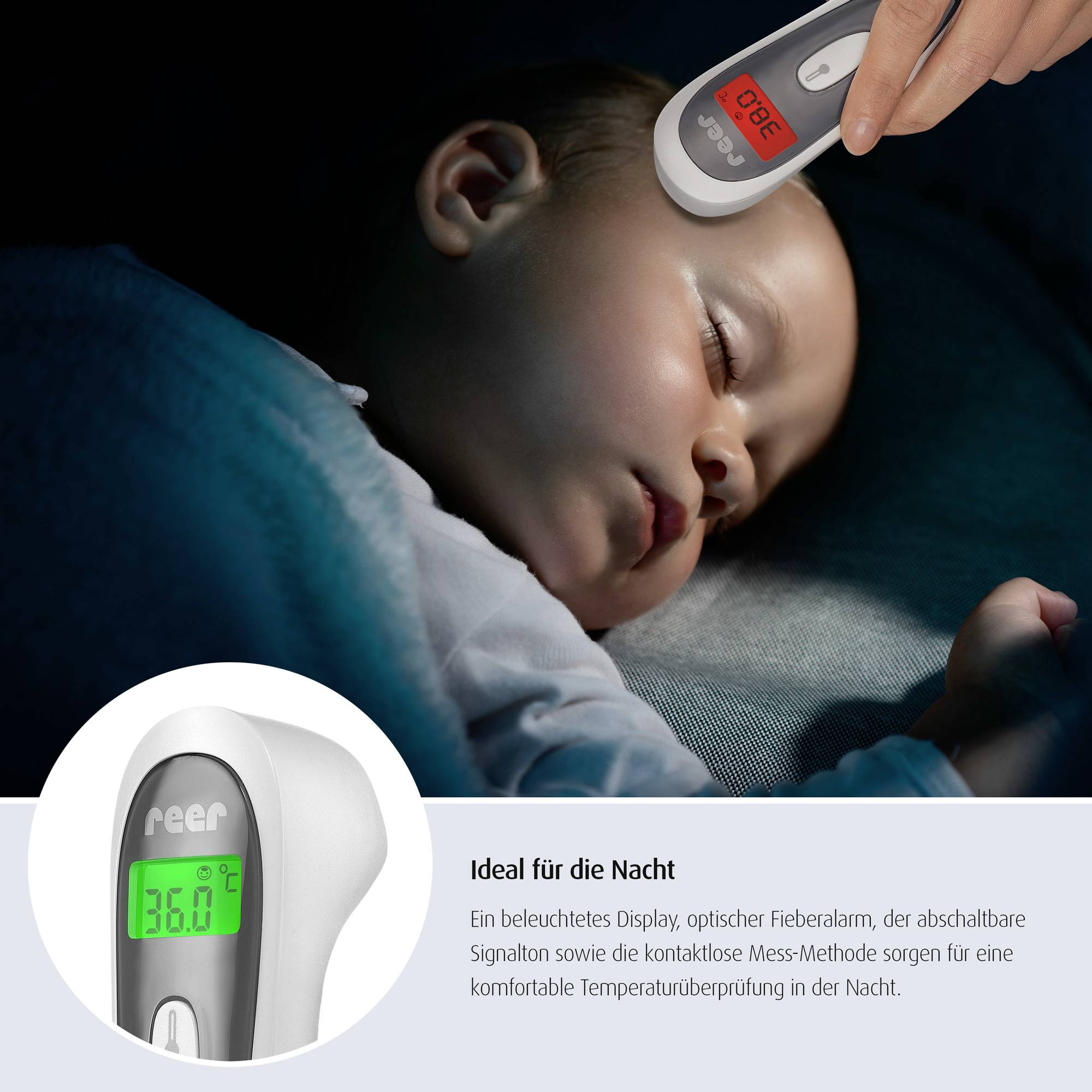 REER Colour SoftTemp Infrarot Fieberthermometer Berührungsloses messen