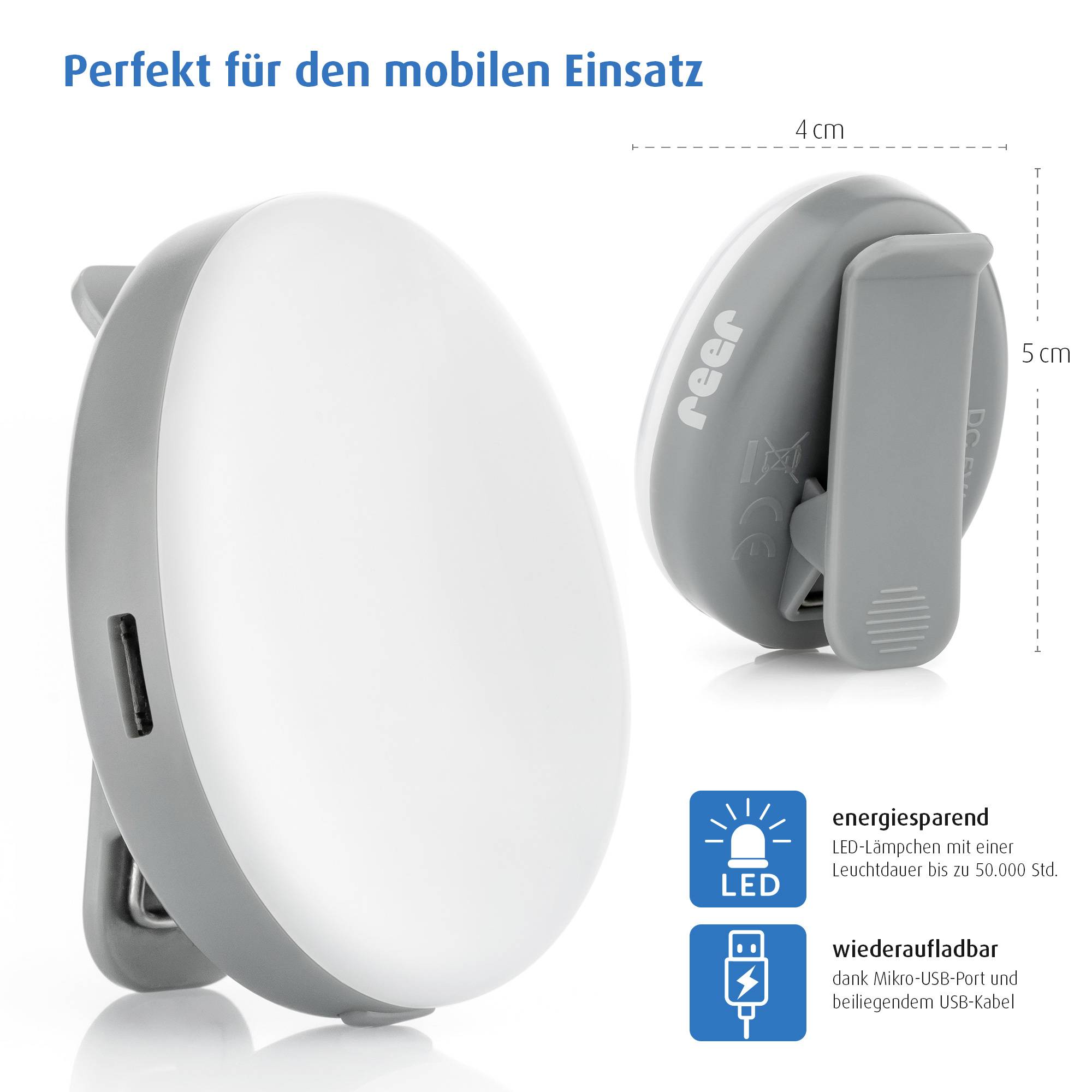 REER ClipLight 52361 Nachtlicht Rund LED Hellgrau