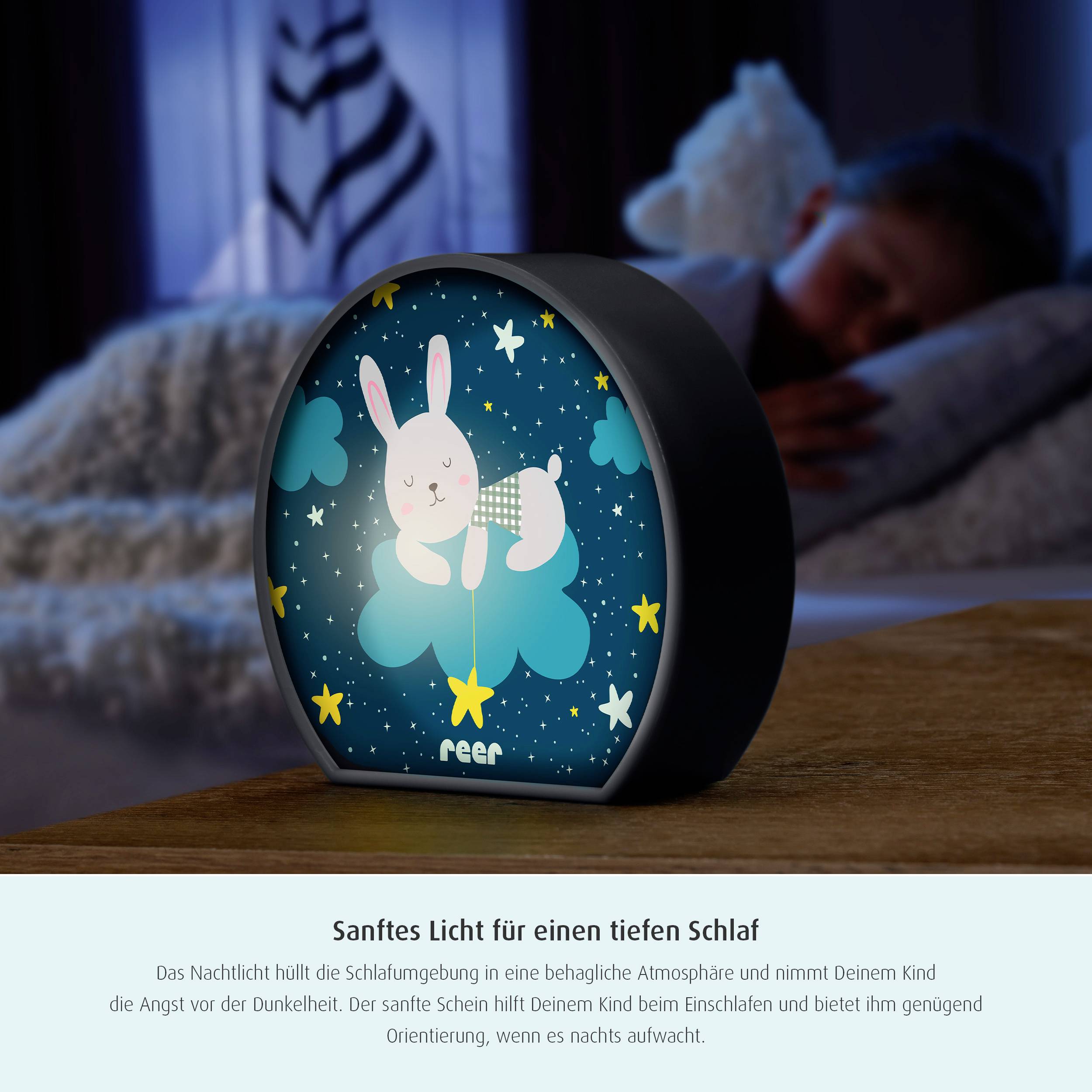 REER MyBabyLight 52371 LED-Nachtlicht Hase LED Hellgrau