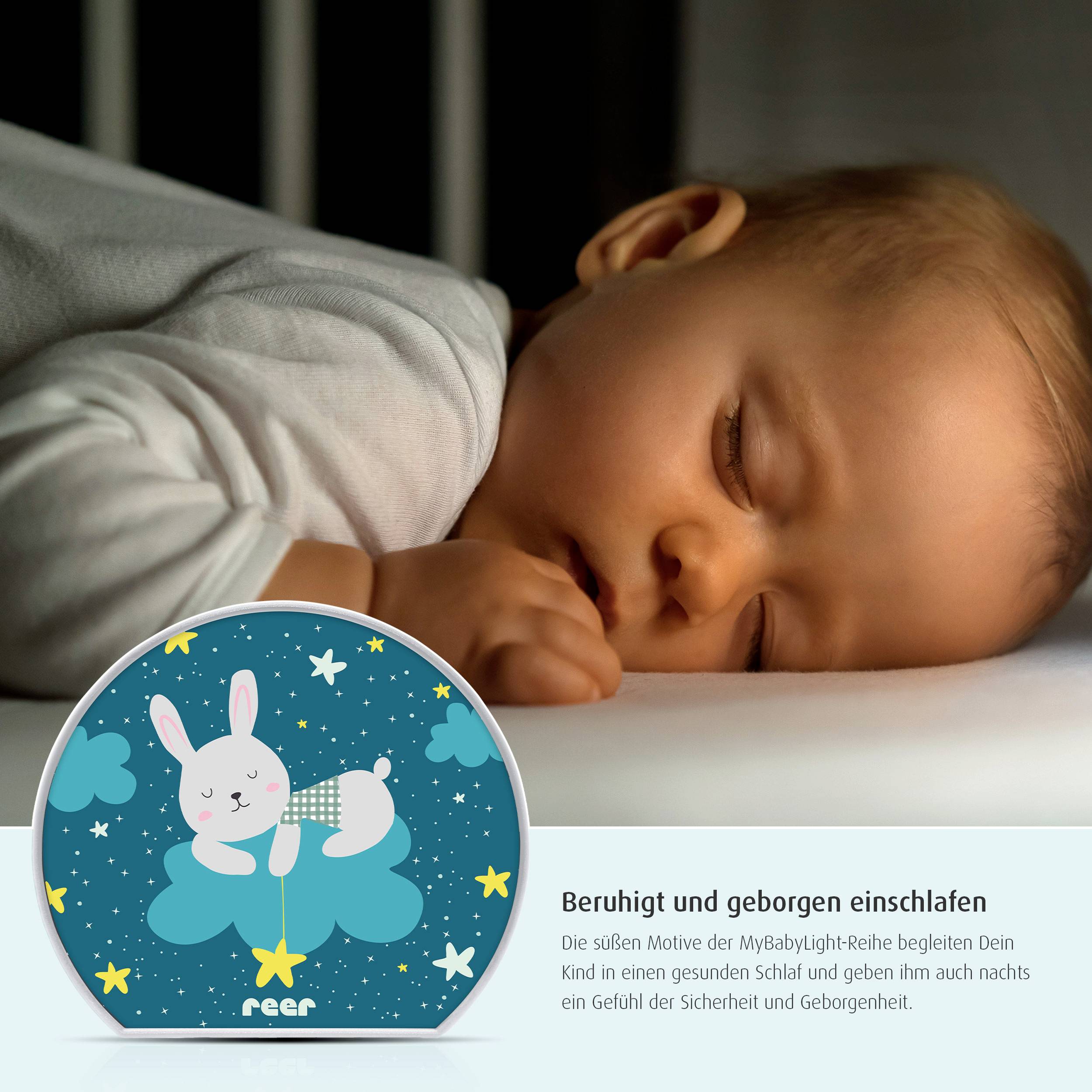 REER MyBabyLight 52371 LED-Nachtlicht Hase LED Hellgrau