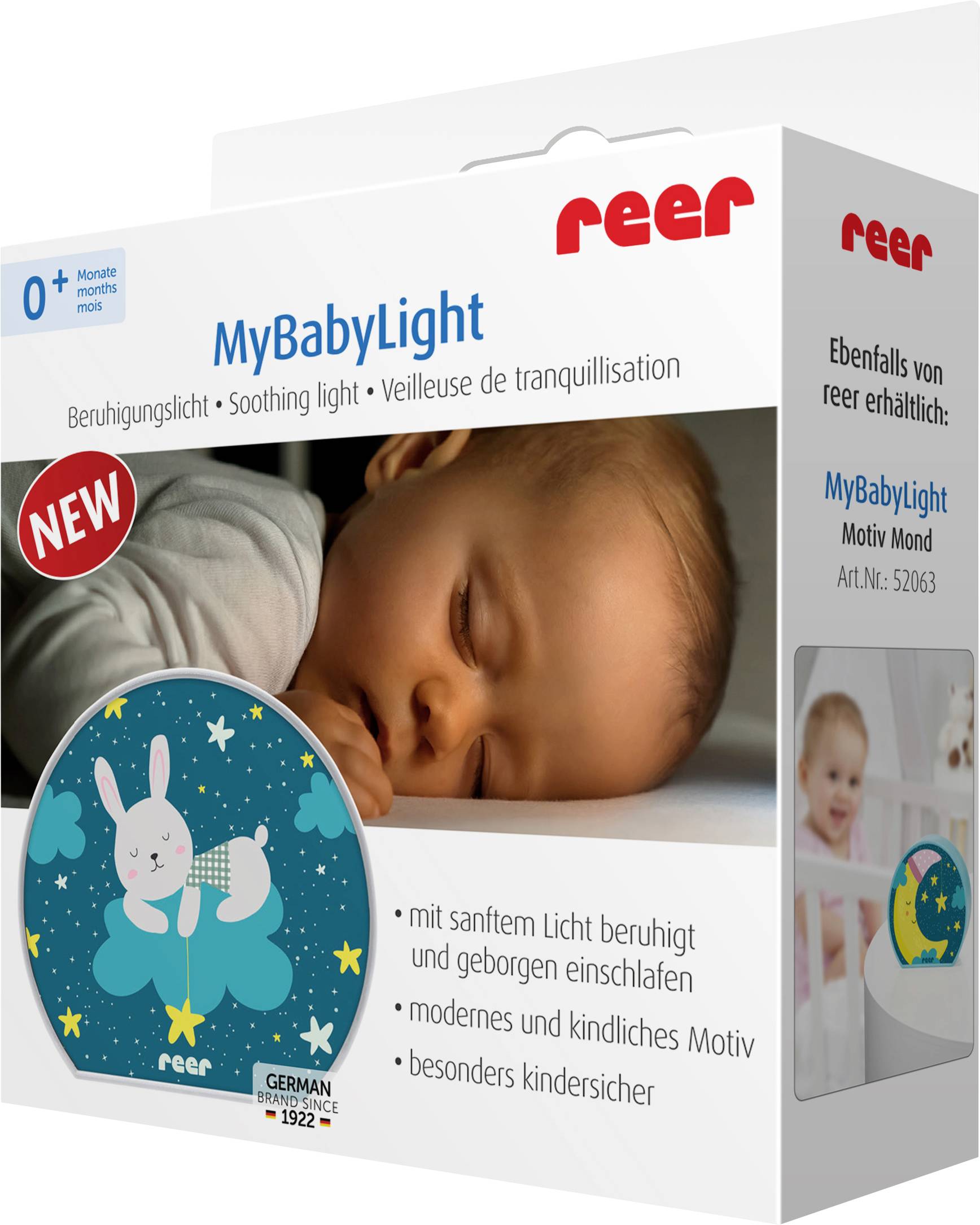 REER MyBabyLight 52371 LED-Nachtlicht Hase LED Hellgrau