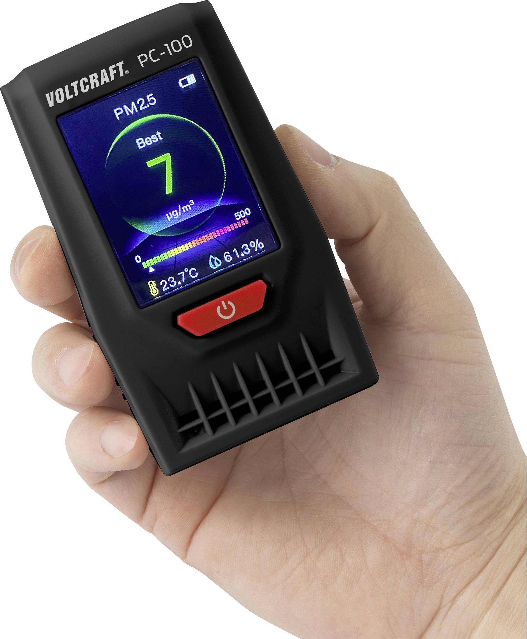 Feinstaub-Messgerät VOLTCRAFT PC-100 Luftpartikel, Luftfeuchtigkeit, Temperatur