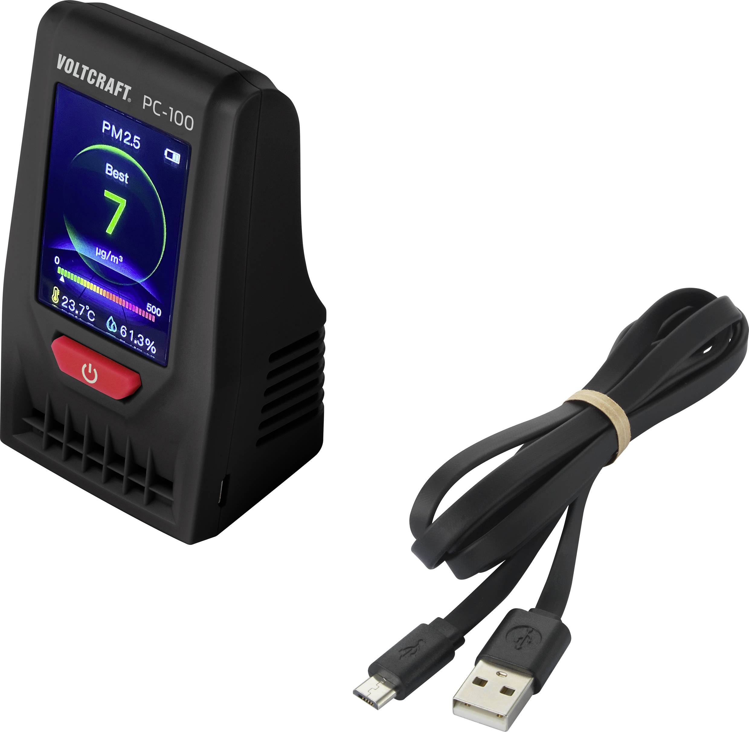 Feinstaub-Messgerät VOLTCRAFT PC-100 Luftpartikel, Luftfeuchtigkeit, Temperatur