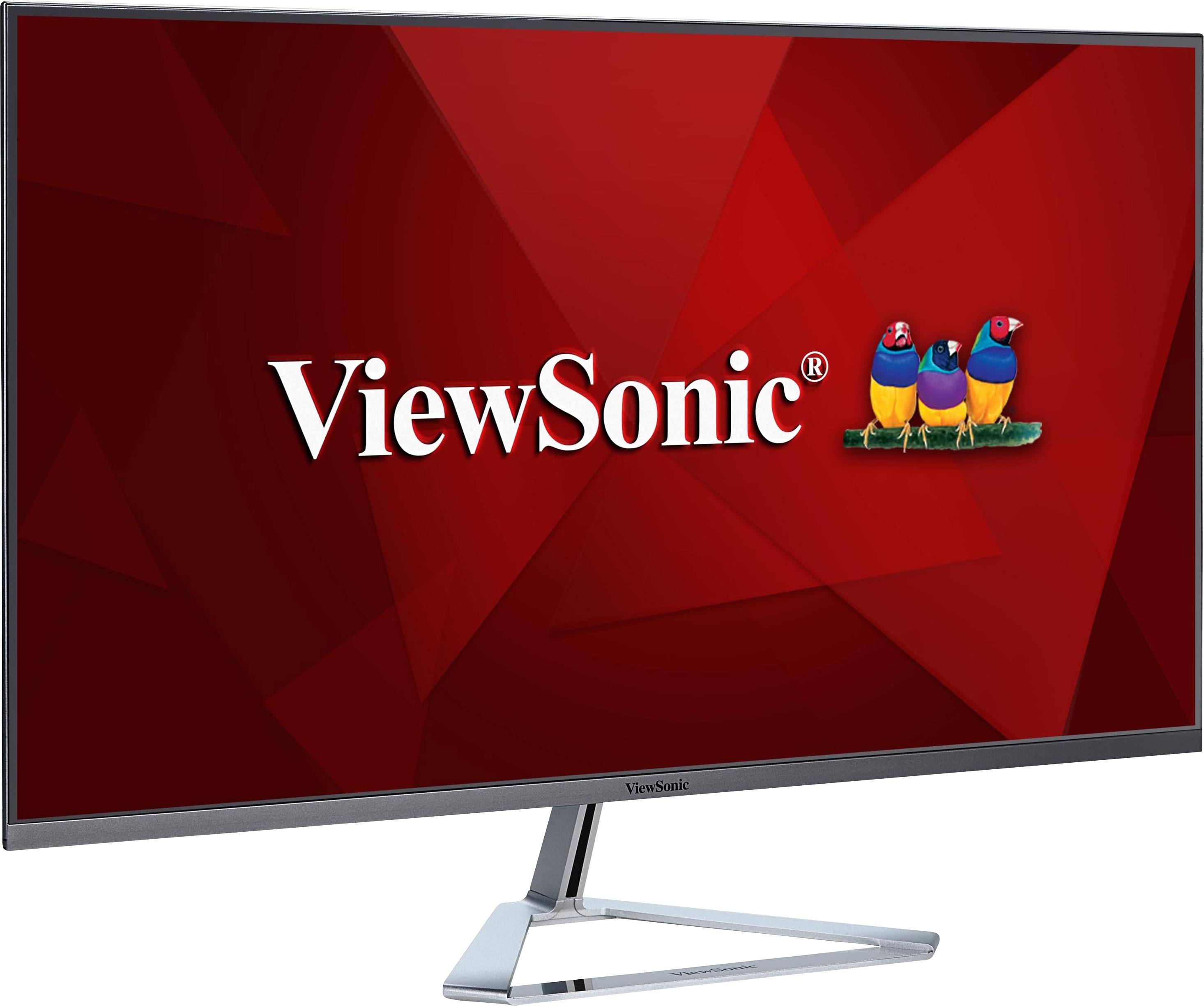 Ein Monitor mit dem Logo und Schriftzug 'ViewSonic' auf rotem Hintergrund.
