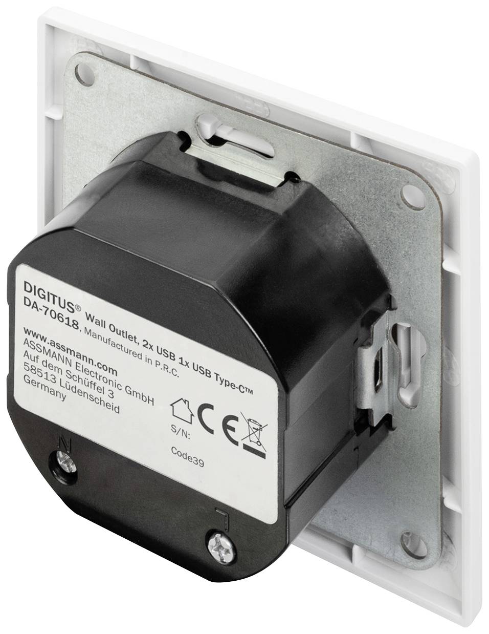 Digitus DA-70618 USB-Ladesteckdose mit USB Weiß