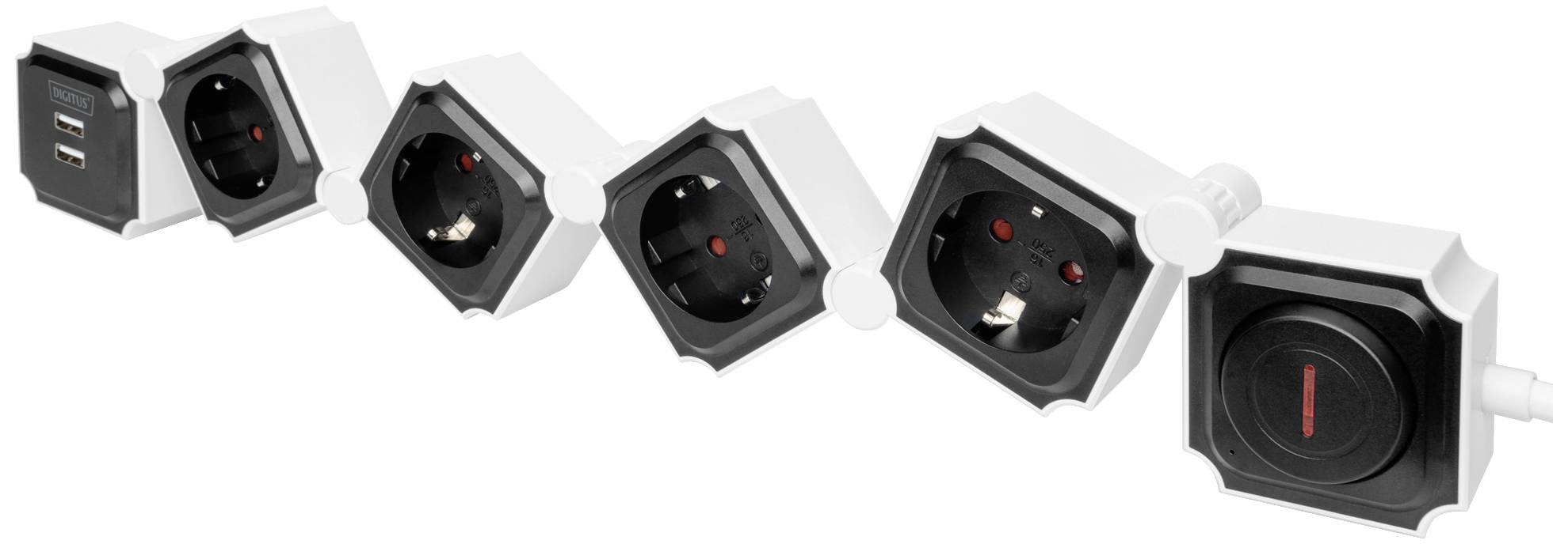 Digitus DA-70620 Steckdosenleiste mit Schalter Schwarz, Weiß 1 St.