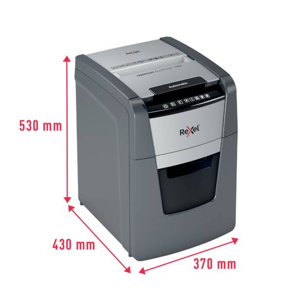 Rexel Optimum AutoFeed+ 100X Aktenvernichter 100 Blatt Mikroschnitt 4 x 28mm P-4 34l Vernichtet auch Büroklammern, Heftklammern