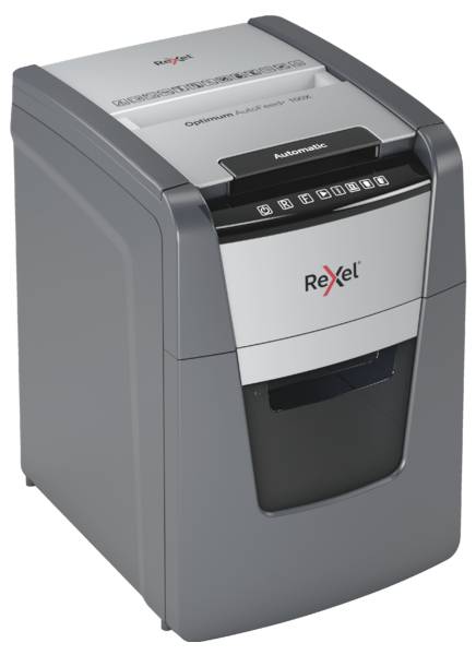 Rexel Optimum AutoFeed+ 100X Aktenvernichter 100 Blatt Partikelschnitt 4 x 28 mm P-4 34 l Vernichtet auch Büroklammern, Heftklammern, Kreditkarte