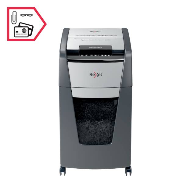 Rexel Optimum AutoFeed+ 225X Aktenvernichter 225 Blatt Mikroschnitt 4 x 25mm P-4 60l Vernichtet auch Büroklammern, Heftklammern