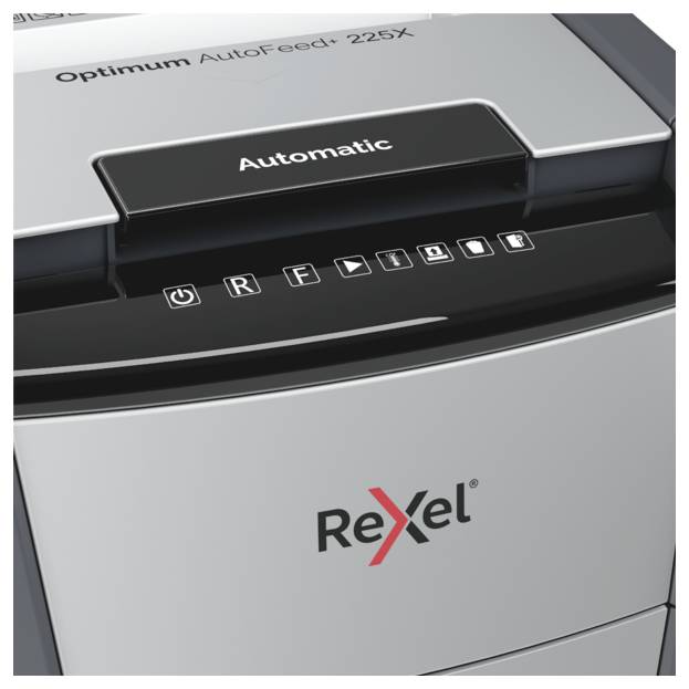 Rexel Optimum AutoFeed+ 225X Aktenvernichter 225 Blatt Mikroschnitt 4 x 25 mm P-4 60 l Vernichtet auch Büroklammern, Heftklammern, Kreditkarte