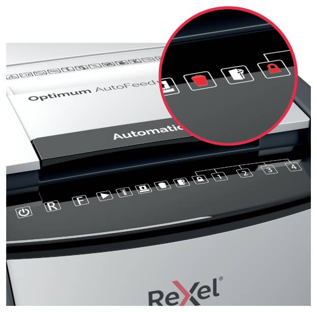 Rexel Optimum AutoFeed+ 600X Aktenvernichter 600 Blatt Mikroschnitt 4 x 36mm P-4 110l Vernichtet auch Büroklammern, Heftklammern