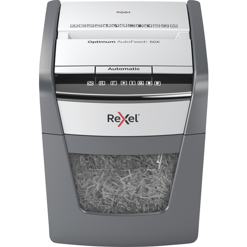 Rexel Optimum AutoFeed+ 50X Aktenvernichter 50 Blatt Partikelschnitt 4 x 28mm P-4 20l Vernichtet auch Büroklammern, Heftklammern