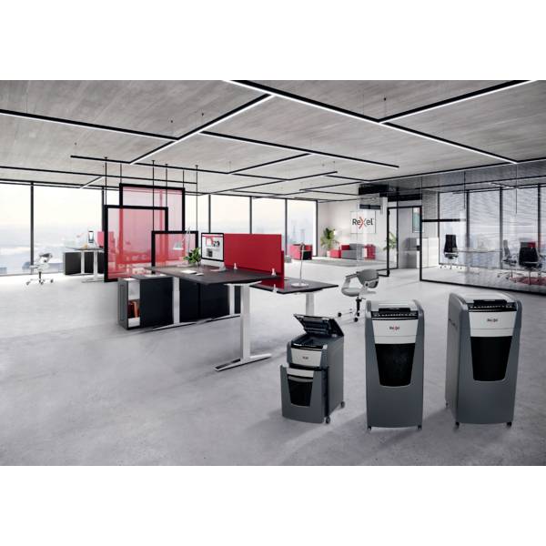 Rexel Optimum AutoFeed+ 225M Aktenvernichter 225 Blatt Mikroschnitt 2 x 15 mm P-5 60 l Vernichtet auch Büroklammern, Heftklammern, Kreditkarten