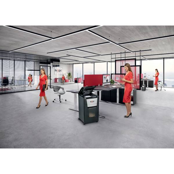 Rexel Optimum AutoFeed+ 600M Aktenvernichter 600 Blatt Mikroschnitt 2 x 15 mm P-5 110 l Vernichtet auch Büroklammern, Heftklammern, Kreditkarte